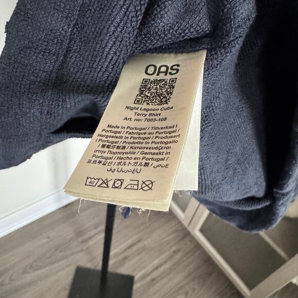 OAS Cuba Heavyweight Terrycloth Night Lagoon Short Sleeve Shirt L NEW Button Up - Picture 7 of 7